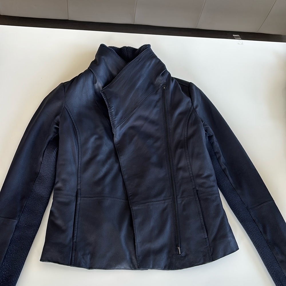 Vince Midnight Blue Leather Jacket